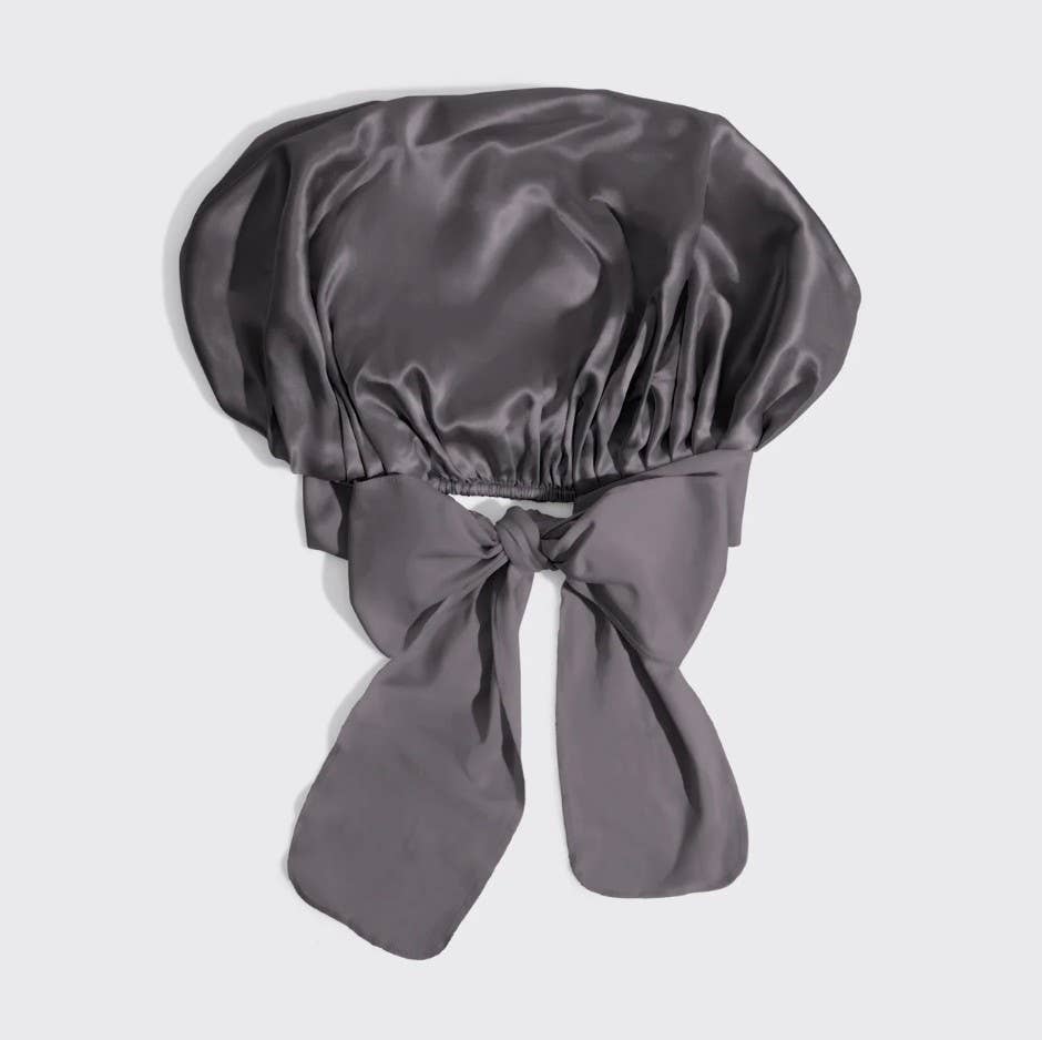 Kitsch Adjustable Oversized Satin Bonnet - Charcoal