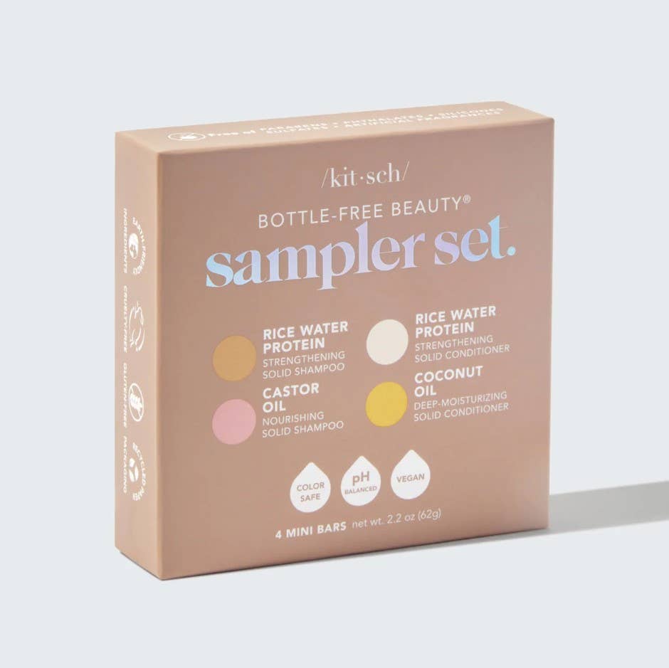 Kitsch Bottle-Free Beauty Solid Shampoo & Conditioner 4pc Sampler Set