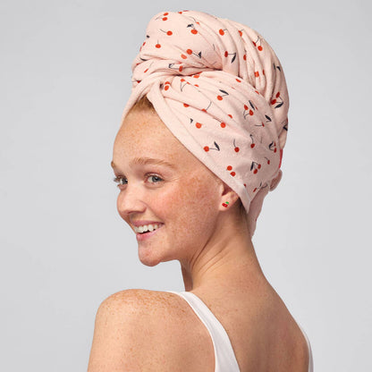 XL Hair Towel Wrap - Cherry Print