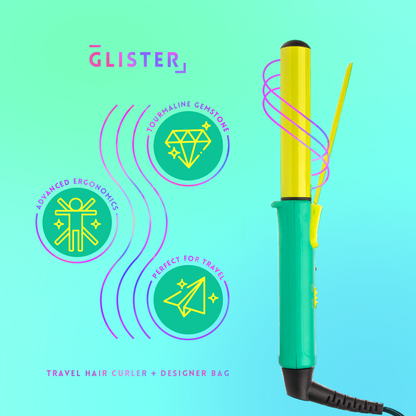 Glister Mini Curls Travel Clip Hair Curler + Designer Pouch