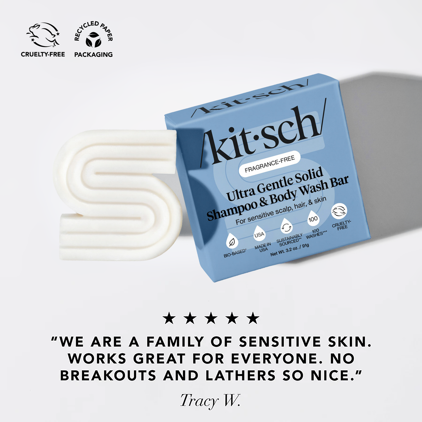 Kitsch Ultra Sensitive Shampoo & Conditioner Solid Bar Combo