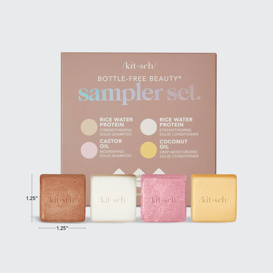 Kitsch Bottle-Free Beauty Solid Shampoo & Conditioner 4pc Sampler Set