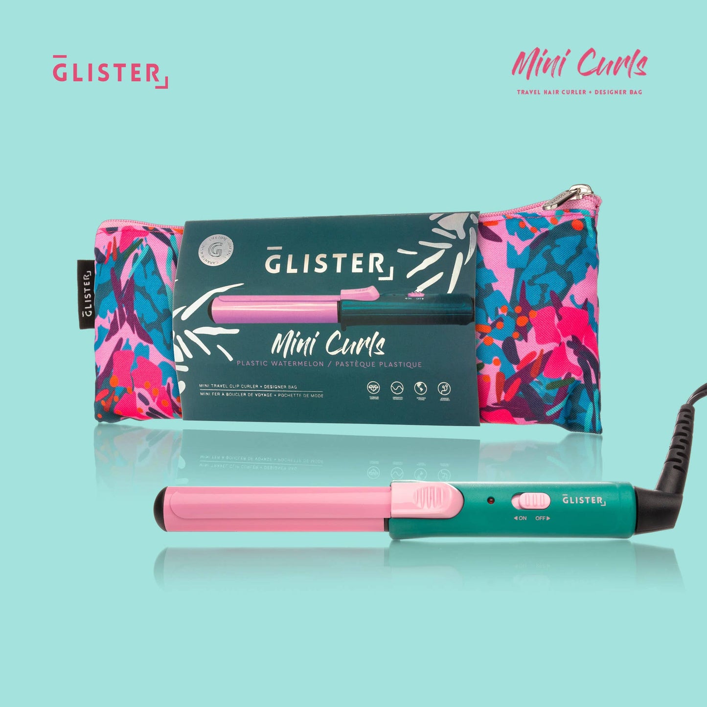 Glister Mini Curls Travel Clip Hair Curler + Designer Pouch
