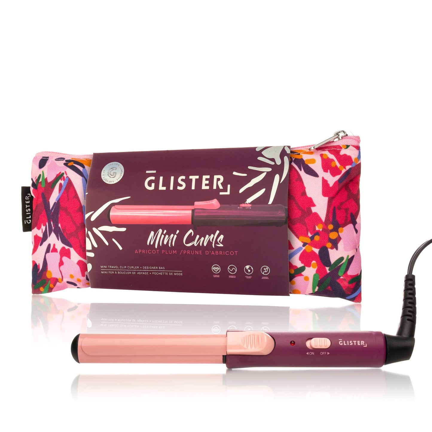 Glister Mini Curls Travel Clip Hair Curler + Designer Pouch