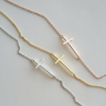 Sideways Cross Necklace