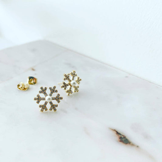 Snowflake Pearl Earrings