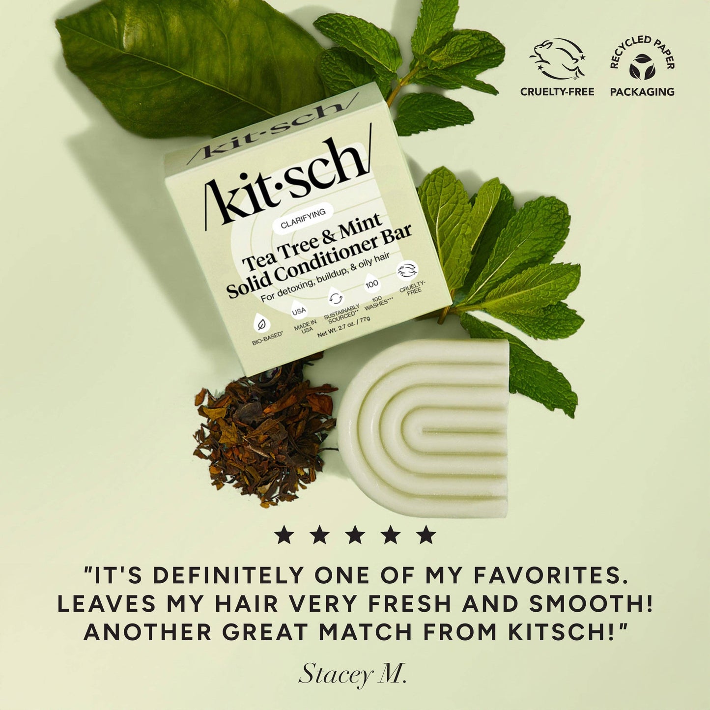 Kitsch Tea Tree & Mint Clarifying Shampoo & Conditioner Solid Bar Combo