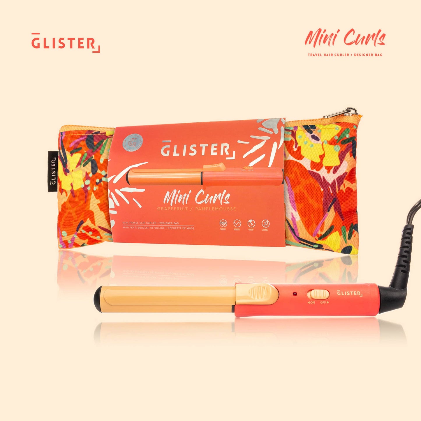 Glister Mini Curls Travel Clip Hair Curler + Designer Pouch