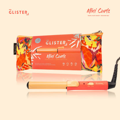 Glister Mini Curls Travel Clip Hair Curler + Designer Pouch