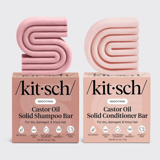 Kitsch Castor Oil Nourishing Shampoo & Conditioner Solid Bar Combo