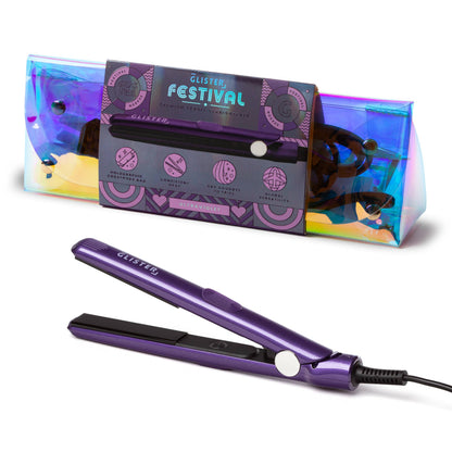 Festival Mini Travel Flat Iron w/ Holographic Bandolier Bag