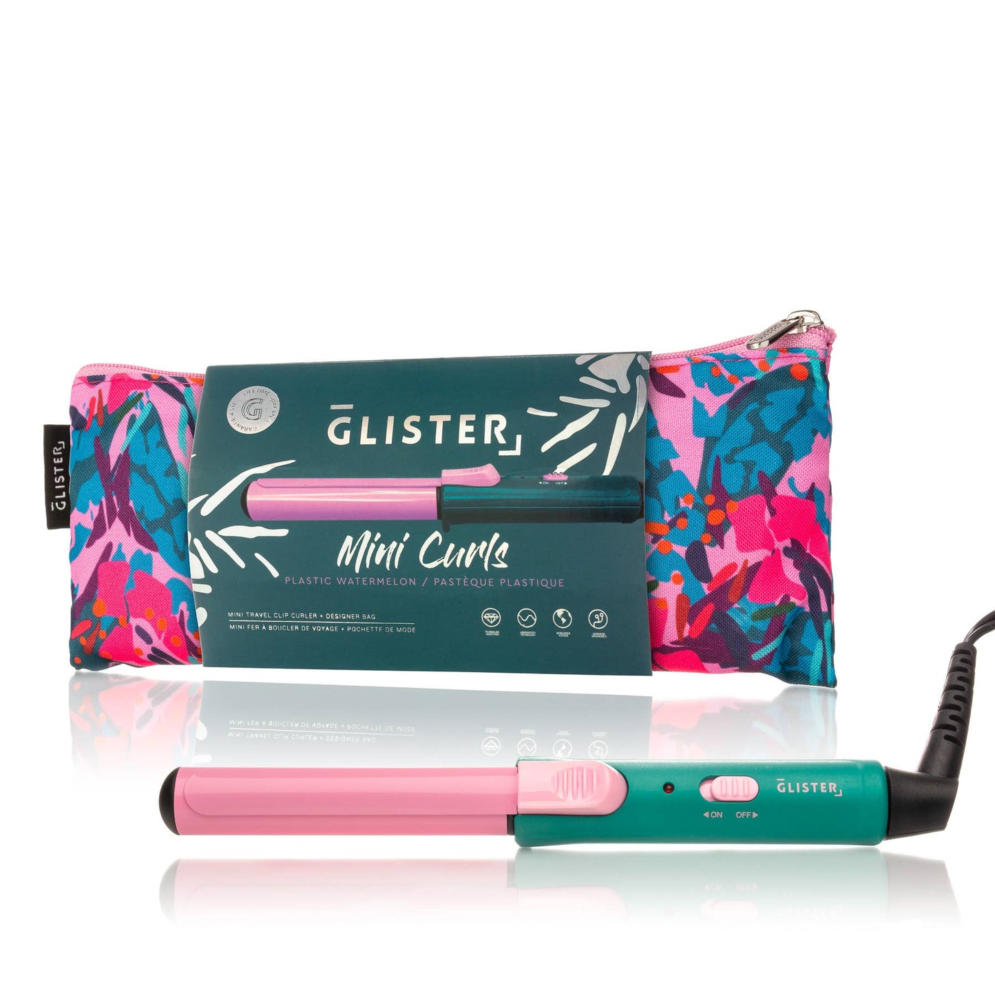 Glister Mini Curls Travel Clip Hair Curler + Designer Pouch