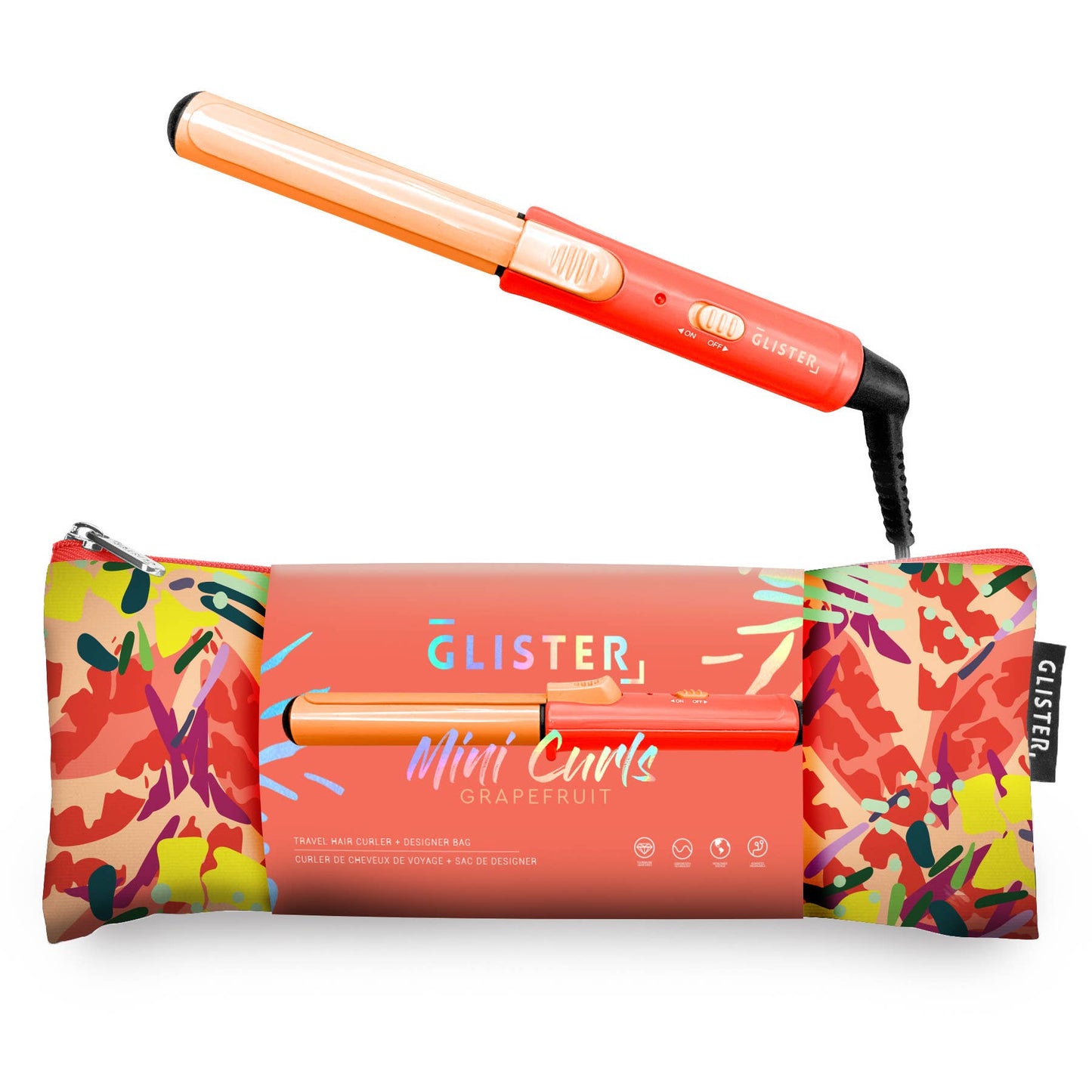 Glister Mini Curls Travel Clip Hair Curler + Designer Pouch