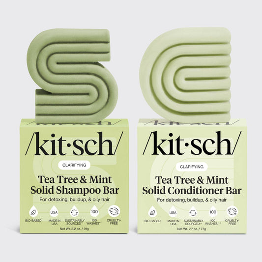 Kitsch Tea Tree & Mint Clarifying Shampoo & Conditioner Solid Bar Combo