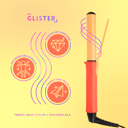 Glister Mini Curls Travel Clip Hair Curler + Designer Pouch